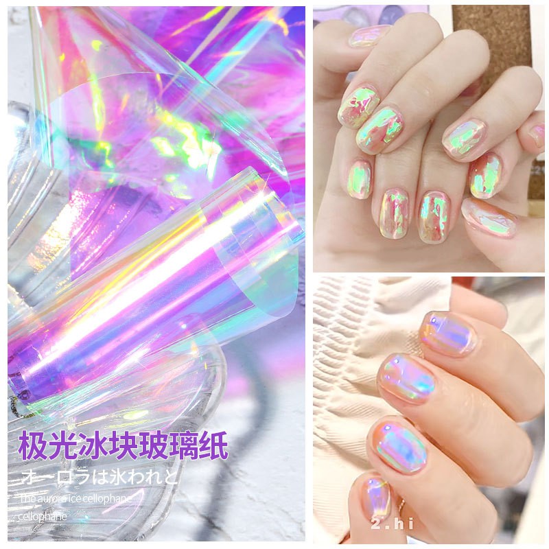 Aurora Broken Glass Foils Nail Foil Decoration  / Transfer Foil Aurora Sticker Nail Art / Glass Foil