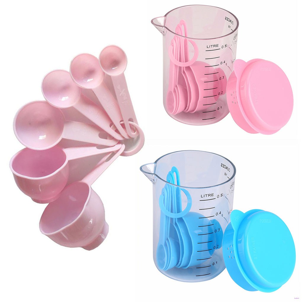 [READY STOCK] 7PCS/Set Plastic Measuring Cups with Spoons Measure Kitchen Utensil Cooking Scoops Sugar Cake Baking Scales Spoon