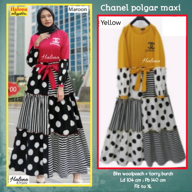 FASHION MUSLIM/PAKAIAN WANITA/DRESS/GAMIS/CHANEL POLGAR MAXY