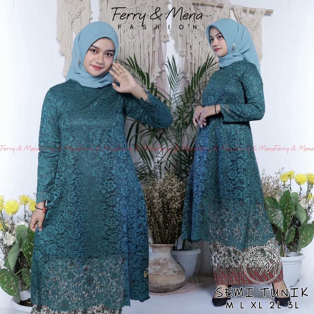 ADE&gt; SEMI TUNIK BRUKAT JUMBO / SET KEBAYA TUNIK BRUKAT MODERN / BAJU KEBAYA BRUKAT TUNIK / KEBAYA PESTA