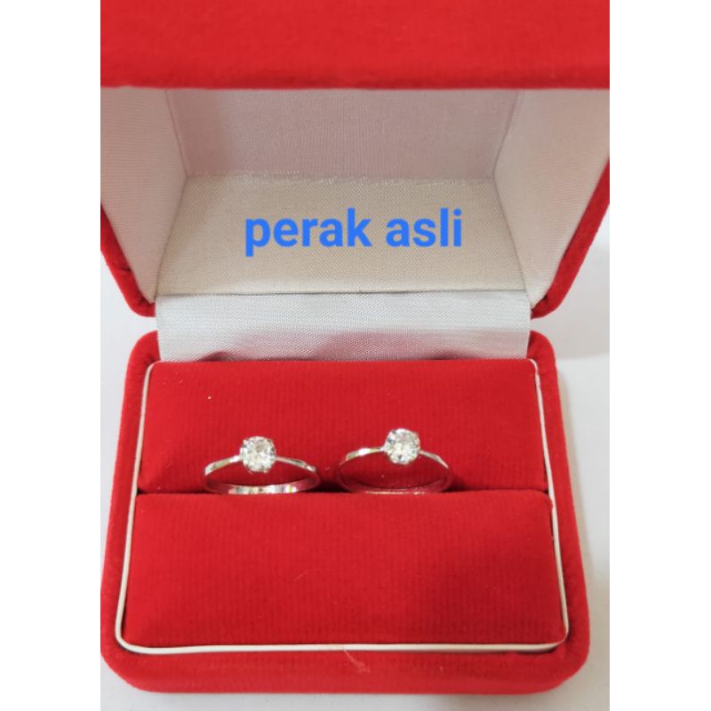 Cincin soliter mata 1, Perak 925, Sepuh Emas putih kuning