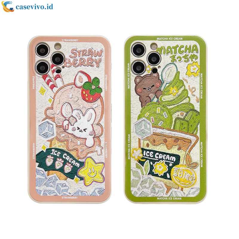 Casing Soft Tpu Case Realme C21Y C11 2021 C15 C21 C25 C20 C12 C3 C25S 5 5S 5i 6i C17 7i C1 C25Y C2 C3i C20A realme Narzo 20 10 10A 20A 30A A54 A15 A16 A9 A5 A7 A5S A95 A53 A33 Y12 Y20 A12 Motif Matcha Ice Cream Pattern Matte Soft Case-7