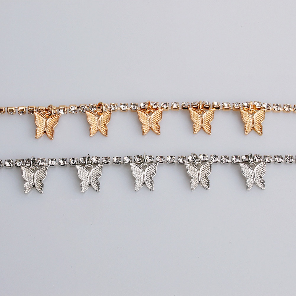Hu Hu Hu Hu Hu Alat Bantu Pasang Kacamata♡ Kalung Rantai Liontin Kupu-Kupu Aksen Berlian Imitasi Untuk Wanita