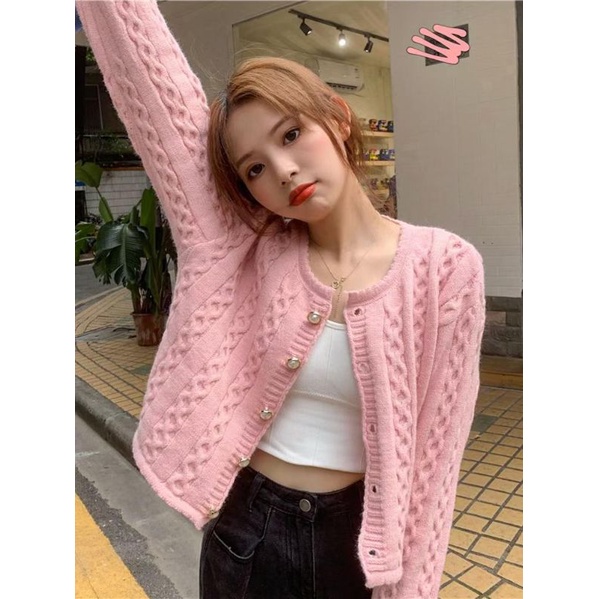 IMPORT WOMAN TEEN KNIT CROP CARDIGAN •NA BI• KARDIGAN RAJUT WANITA MUSIM DINGIN KOREAN STYLE