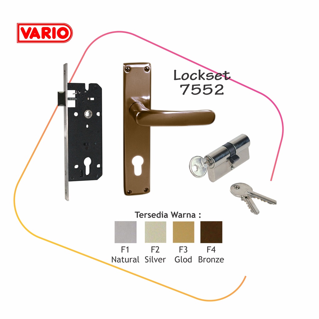 Handle pintu set Vario 7552-F4/Handle PintuRumah/gagang pintu/Kunci Pintu Kayu