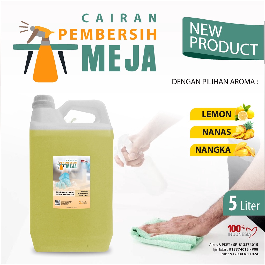 Cairan Pembersih Meja Aroma Segar Kemasaan 5 Liter Jerigen + Bubble Wrap