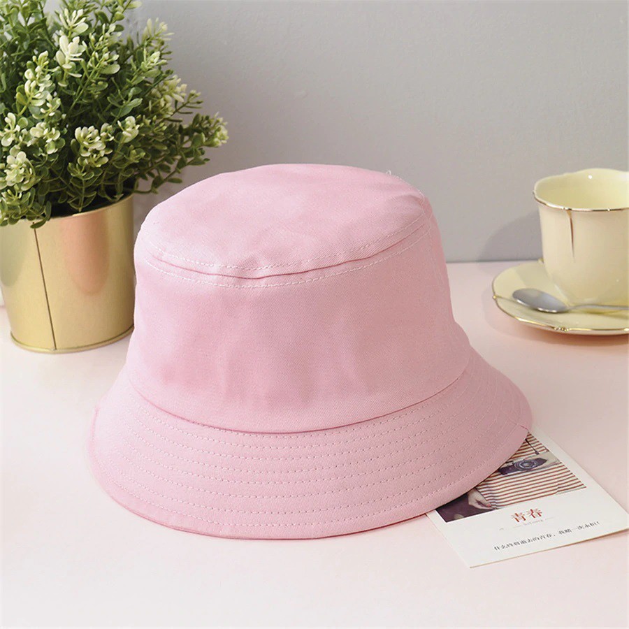 Topi Bucket Bulak Balik / Bahan Dobel Bisa Bolak-Balik-Baby Pink