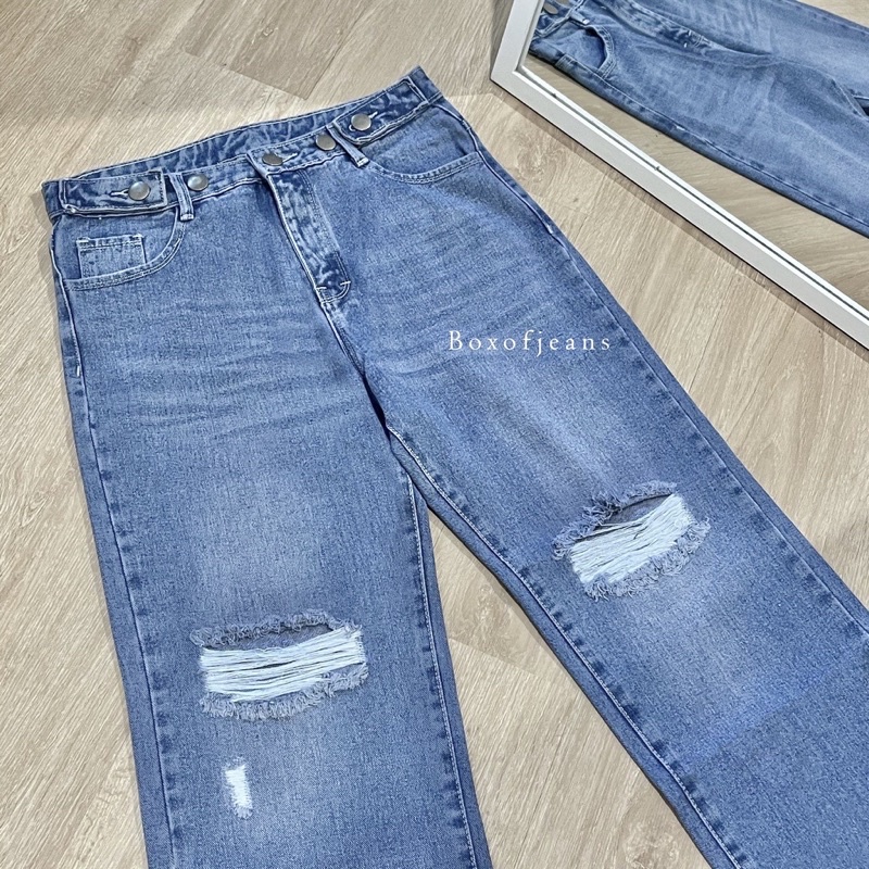 Boxofjeans - Ripped Summer HW Loose Jeans - MEDIUM BLUE