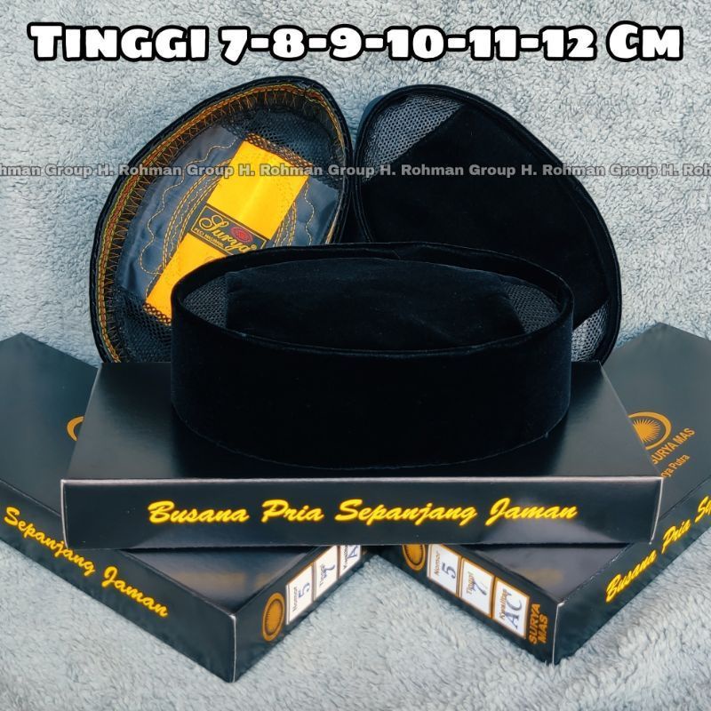 Peci Hitam Nasional Songkok Hitam Ori Cap Surya Tebal Halus Lembut Awet