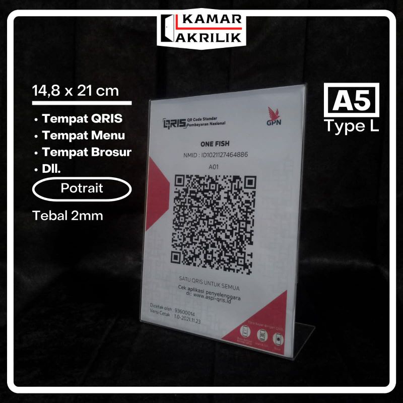 

Akrilik Tent Holder A5 L Potrait/ Tempat Brosur