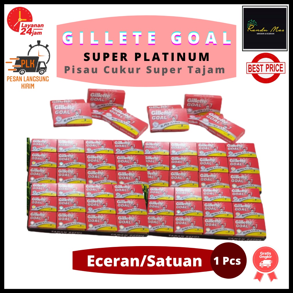 Silet Pisau Cukur Gillette Goal Super Platinum Cutter Asli Stainles Tajam Eceran/Satuan Untuk Pangkas Rambut/Jenggot Original