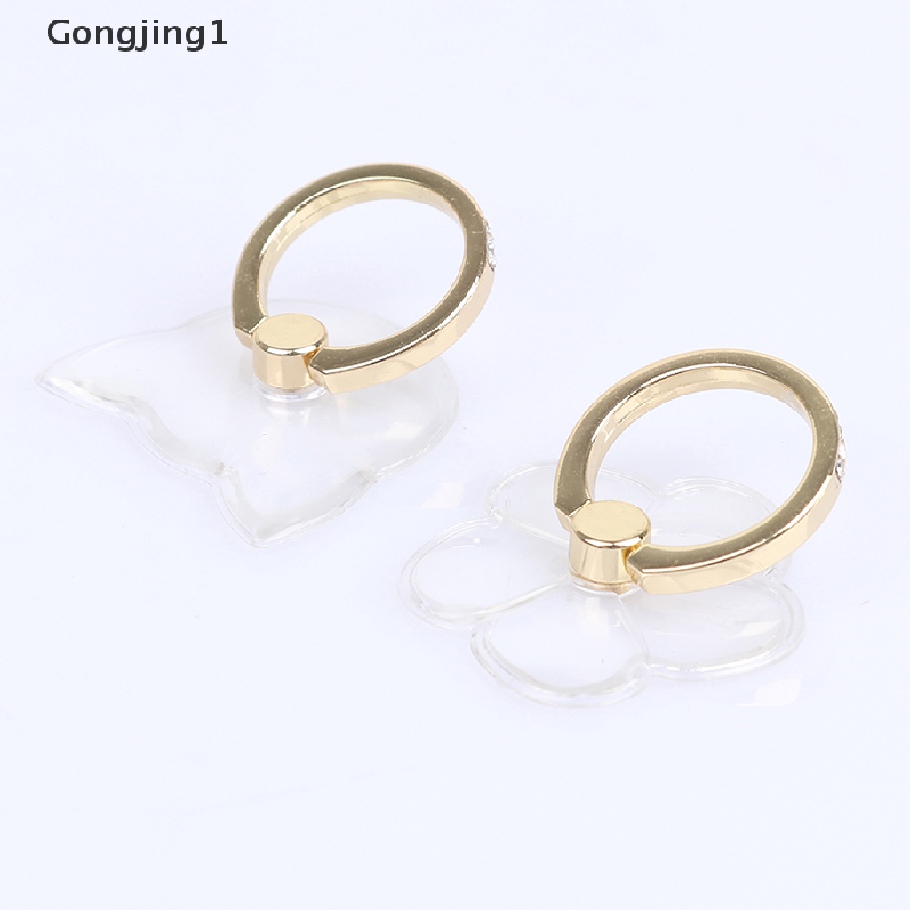 Gongjing1 2pcs / Set Cincin Dudukan Ponsel Universal Transparan