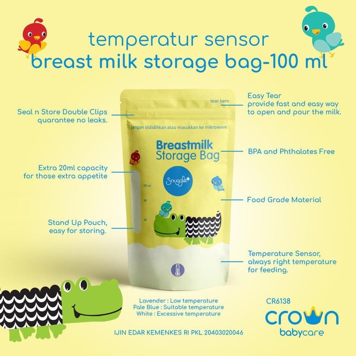 Crown Baby Kantong Asi 100 + 20 ml - Breastmilk Storage 120ml isi 30