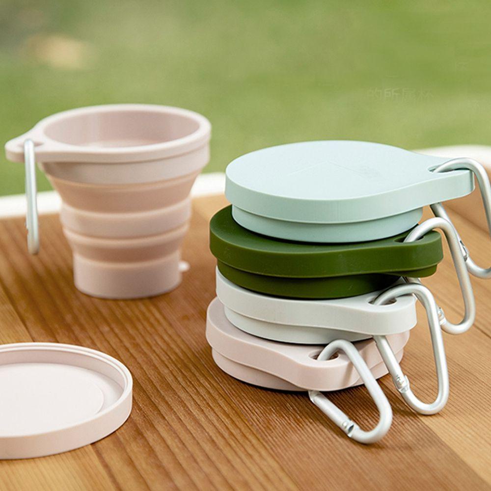 [Elegan] Gelas Lipat 150ML Silikon Dengan Tutup Outdoor Travel Camping Teacup Minum Mug