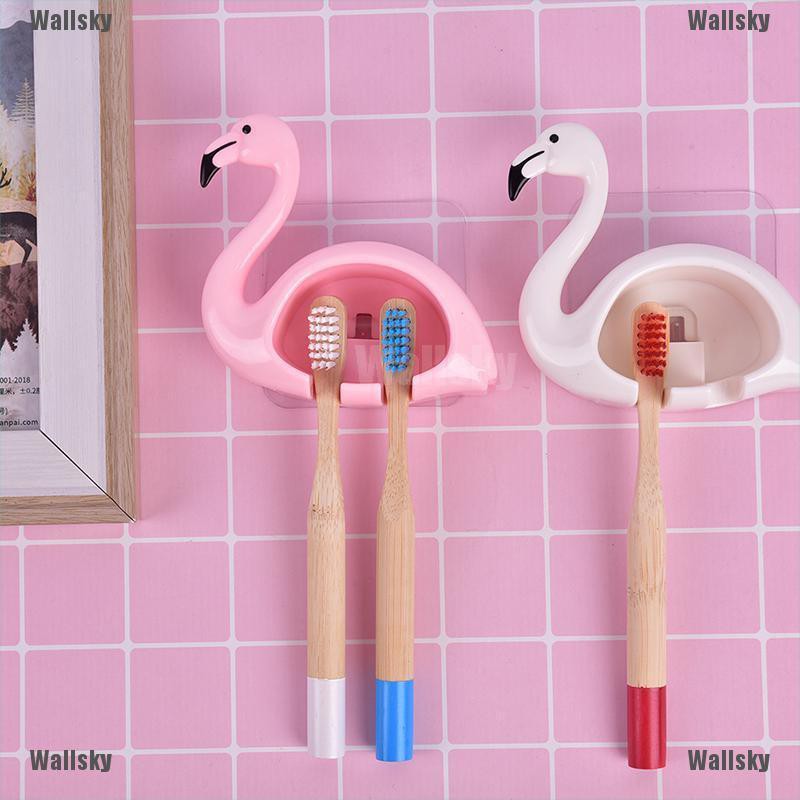 Moonking Lovely Flamingo Sucker Toothbrush Holder Suction Hooks Bathroom Accessories Shopee Indonesia