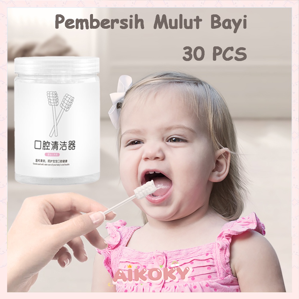 AIKOKY Kasa sikat lidah bayi steril Baby oral cleaner Pembersih lidah bayi 0-12 bulan Pembersih mulut bayi 30PCS