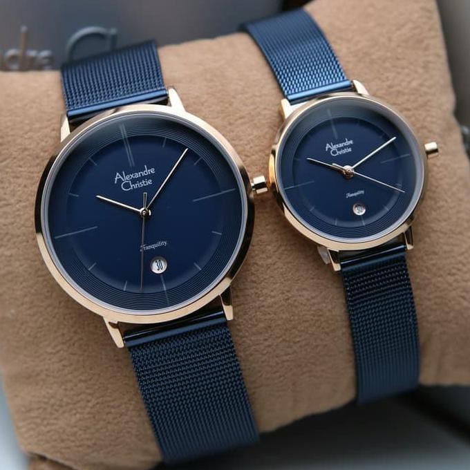 Jam Tangan Alexandre Christie Couple Ac 862Frt Biru Original Bunga.Shopping.Mall
