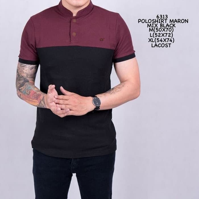 Polo shirt Cowok | Kaos polo berkerah pria | baju kaos cowok | Kaos Polo Merah Hitam