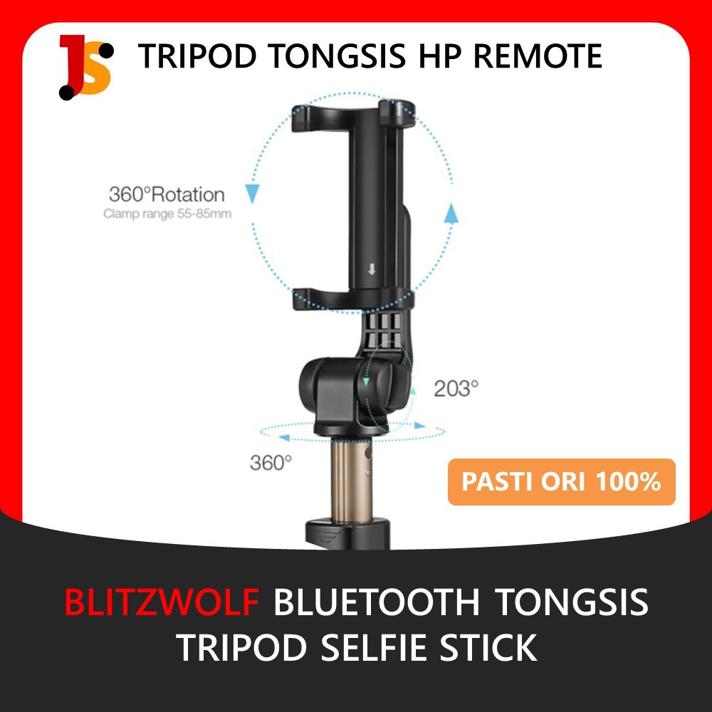 TRIPOD HP BLUETOOTH MINI REMOTE BLITZWOLF TONGSIS TRIPOD HP HANDPHONE SELFIE BERDIRI 3 IN 1 ORIGINAL