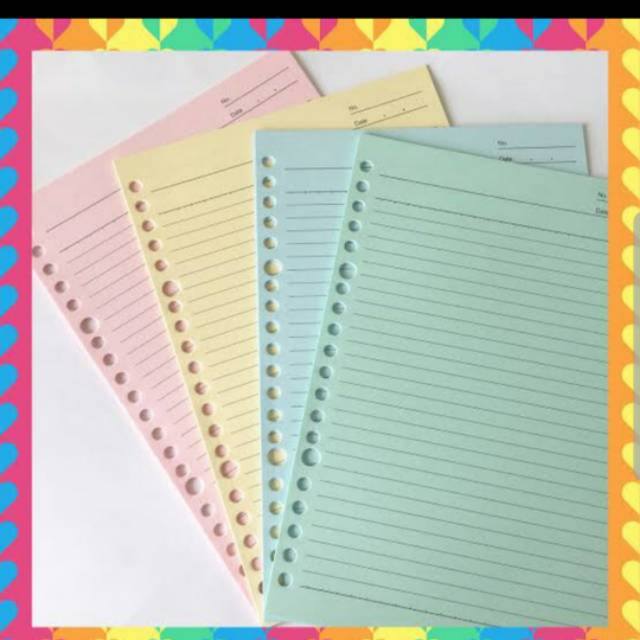 

Kertas Loose leaf A5/ kertas loose leaf warna/ kertas loose leaf binder/ kertas binder murah/ kertas loose leaf warna isi 50 lembar