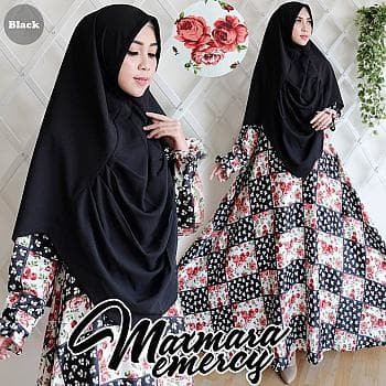 Baju dress Syari Maxmara Emercy Black TL gamis wanita maxmara black murah