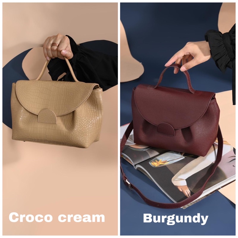 Boa bag Burgundy Croco cream by Local.id