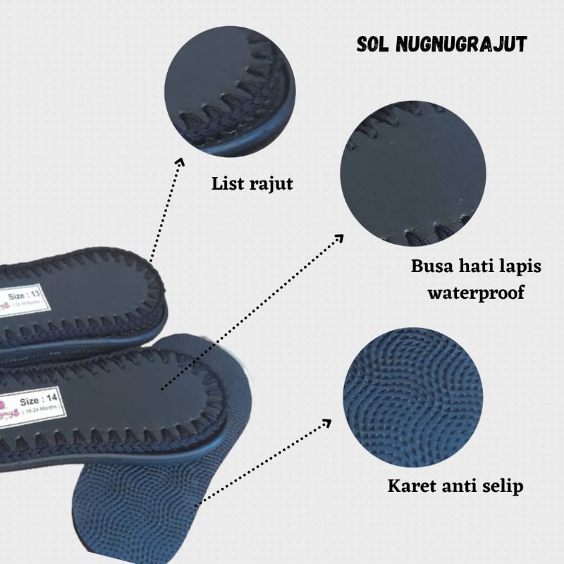 SOL SEPATU RAJUT ANAK / NR01 /size 17,18,19
