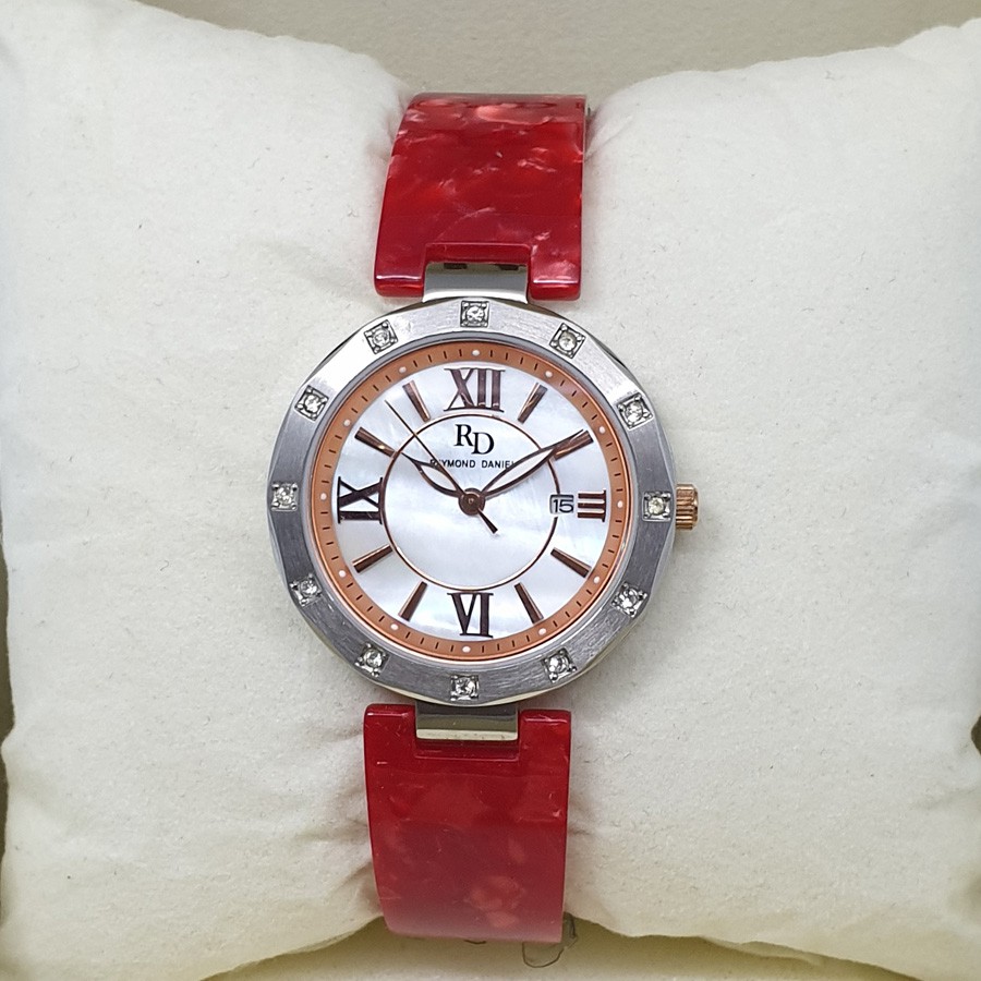 Raymond Daniel RD206 Silver Rosegold Akr.Merah,Jam Tangan Wanita, Original