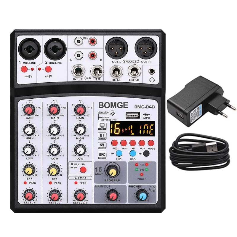 USB Audio Mixer Karaoke DJ 4 Channel 16 DSP Effects