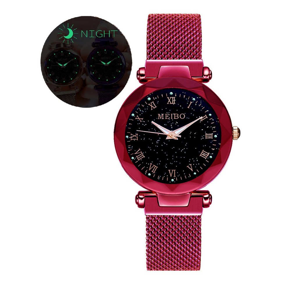 Jam Tangan Magnet Mesh Wanita Mewah  GLOW in Dark Magnet Mesh Korea Fashion Womens Watches Lady