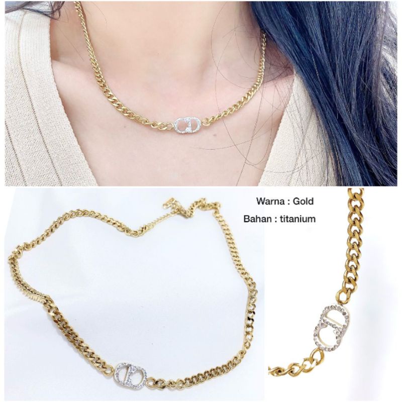 Kalung Titanium asli Kalung Cd Bisa Dua sisi bisa polos atau mata Premium Quality Anti karat anti alergi Necklace Stainless Steel ori T8i208