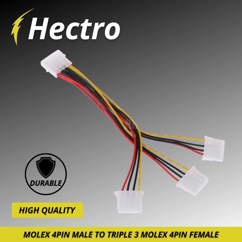 HECTRO Kabel Splitter Molex 4pin male to Triple 3 Molex 4pin Female Extension