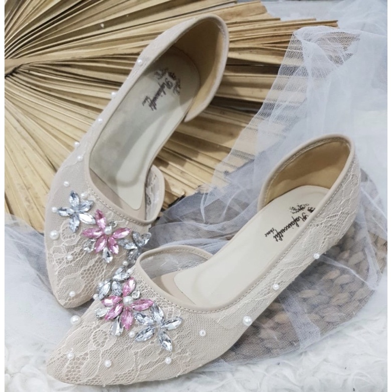 sepatu wedding Rafaizoutfit shoes natasa cream tinggi 3cm