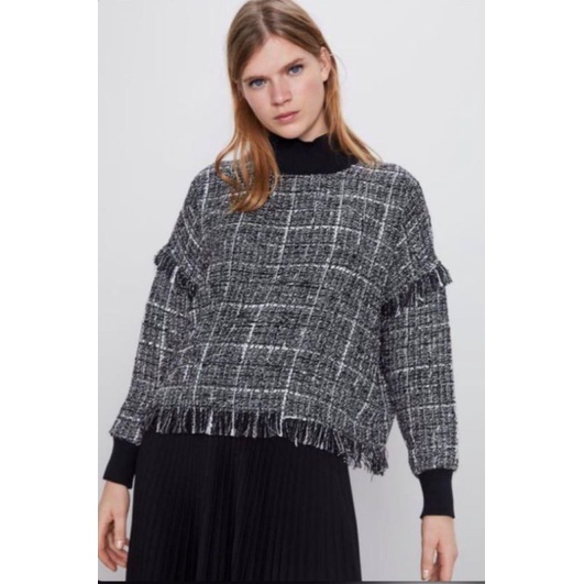 zara tweed sweater new