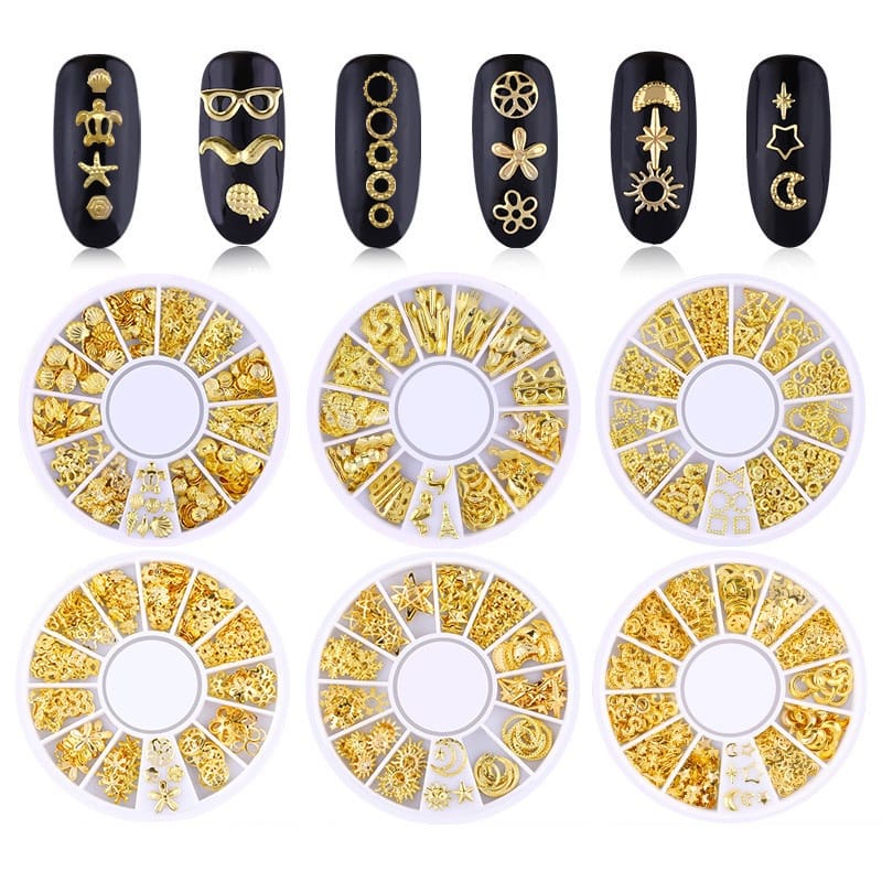 Pretty Nail Whell Nail Art/ Hiasan Kuku 3d Nail Art Gold / Aksesoris Nail Art 3d Gold