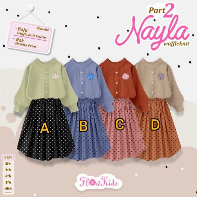 NAYLA WAFFLEKNIT  FLOWERKIDS/NAYLA FLOWERKIDS/SET ROK ANAK PEREMPUAN/SETELAN ROK ANAK/SET NAYLA WAFF