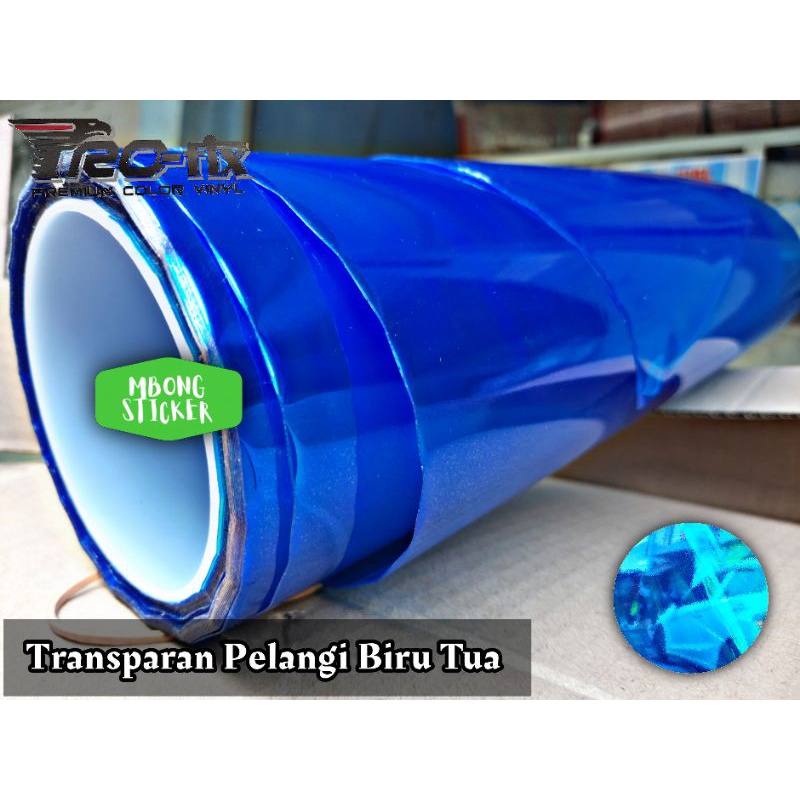 Skotlet Sticker stiker motor untuk lampu TRANSPARAN BUNGLON(PELANGI) BIRU TUA merek PROFIX