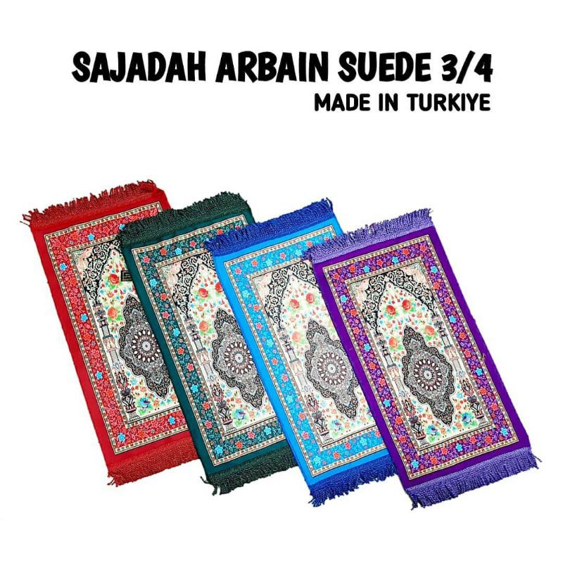 COD SAJADAH MUKA / SAJADAH TRAVEL / SUEDE TAMBANG / SUEDE ARBAIN 3 PER 4 / TIPIS TRAVEL Kecil Sajadah Turki Sajadah Anak Mini ukuran 35x65cm Bahan Suede Sajadah tipis Sajadah Turki