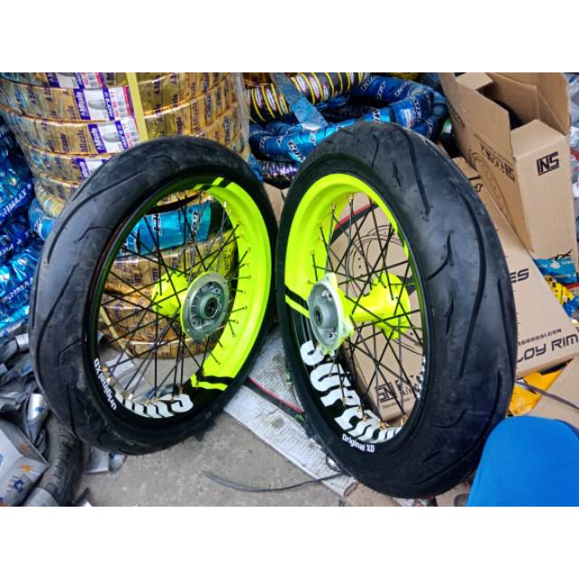 Paket Velg Supermoto KLX 150 DTracker 150 Costume Tulisan Supermoto bebas request paket Ban