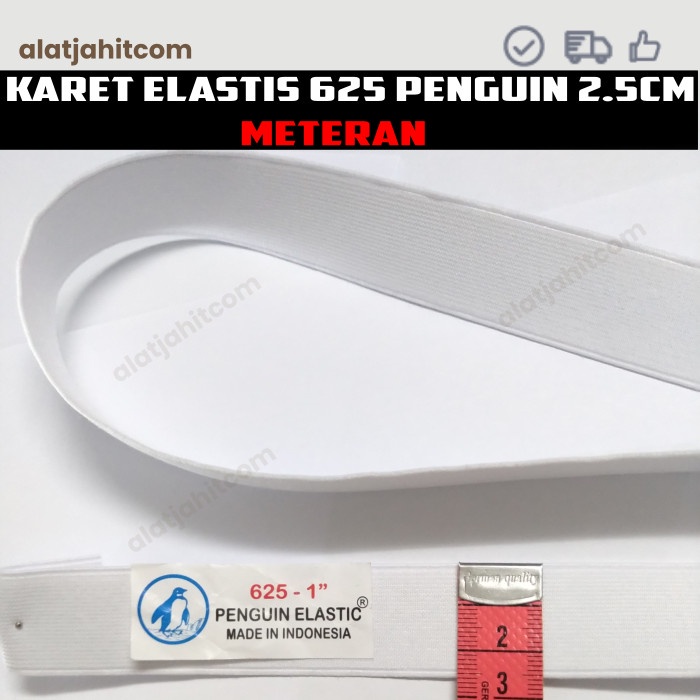 Karet Elastis 2.5cm penguin 625 METERAN | Karet pinggang | karet kolor