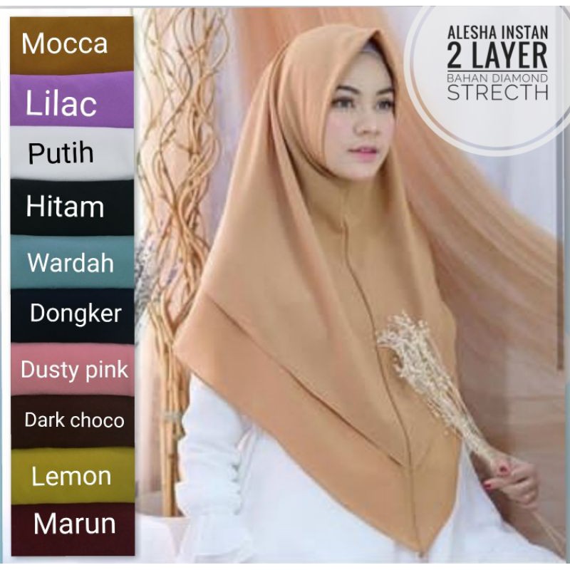 Alesha Instan 2 layer / Hijab instan / segitiga instan