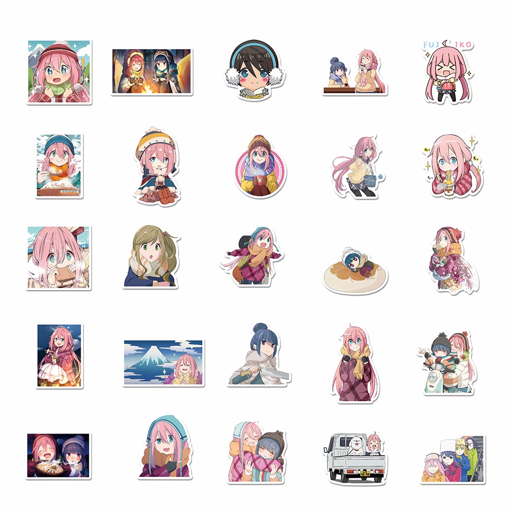 50pcs anime yuru camp stickers children's hand account stickers laptop water cup waterproof stickers