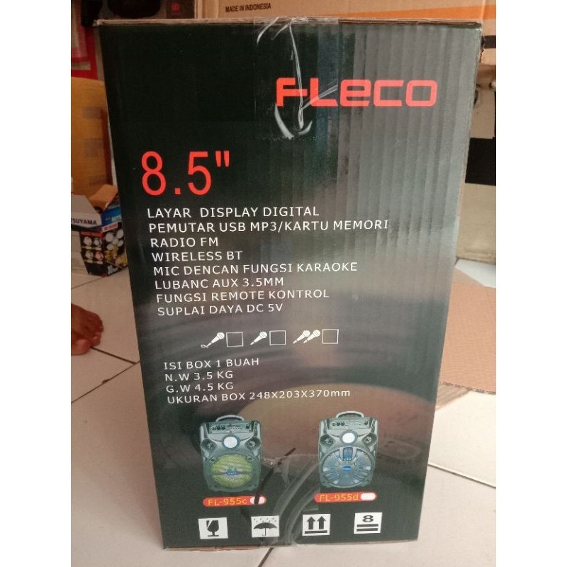 Speaker Bluetooth 8,5 Inch Fleco FL 955C Bonus Mic Suara Super Bass