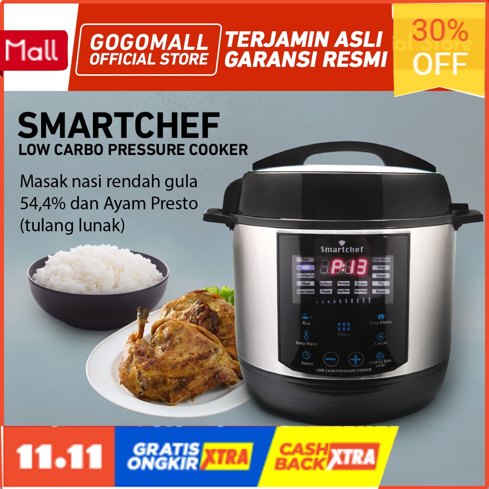 SMARTCHEF LOW CARBO RICE COOKER DAN PRESSURE COOKER PRESTO LISTRIK PRAKTIS ORIGINAL BERGARANSI RESMI