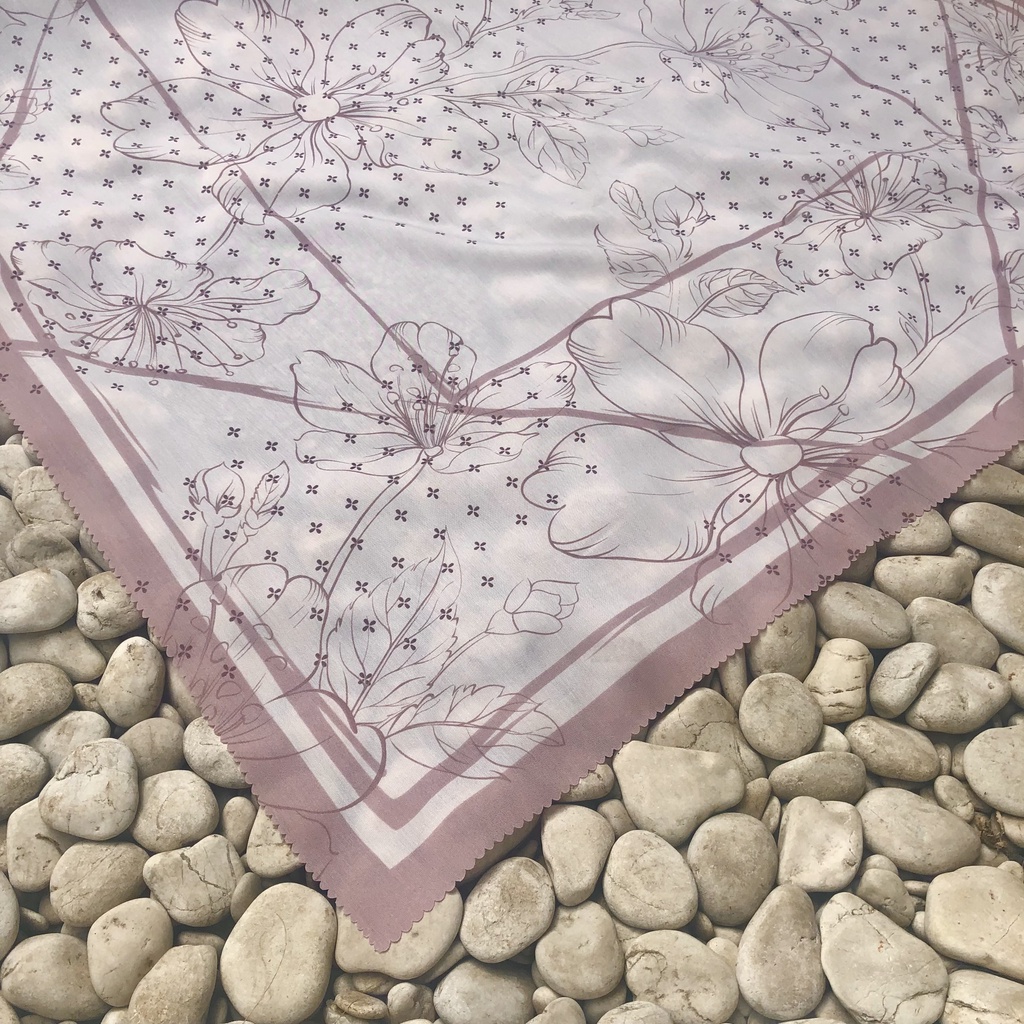JILBAB MOTIF HIJAB SEGIEMPAT VOAL MOTIF PREMIUM JILBAB PRINT LASERCUT KERUDUNG SEGIEMPAT MOTIF MURAH-Chana Dusty