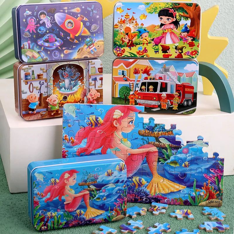 Jigsaw Puzzle Kayu Kaleng 60 Pcs/ Puzzle 60 Keping Baru Lucu