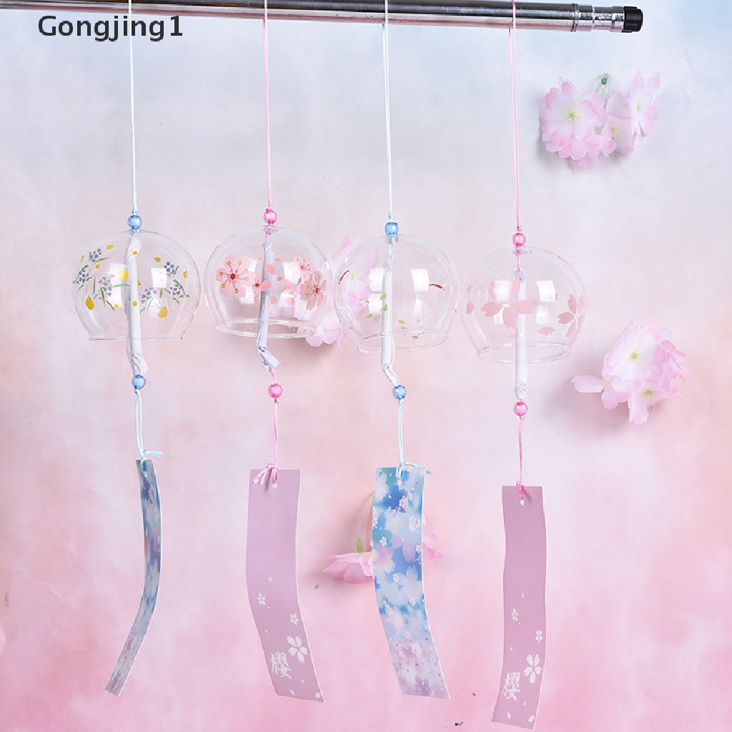 Gongjing1 1PC Lonceng Angin Gantung Motif Sakura Bahan Kaca Untuk Dekorasi Rumah