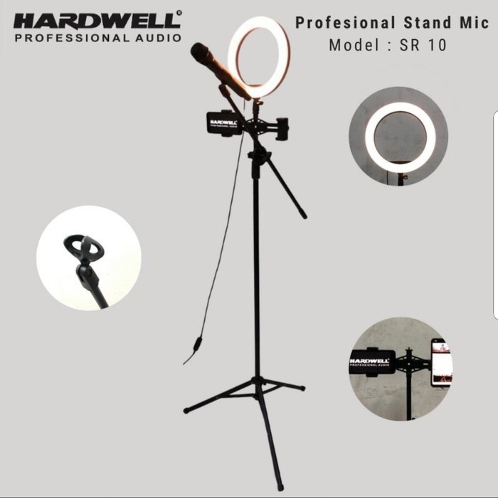STAND MIC HARDWELL SR10/SR 10 STAND LAMPU LIVE STREAMING SELFIE