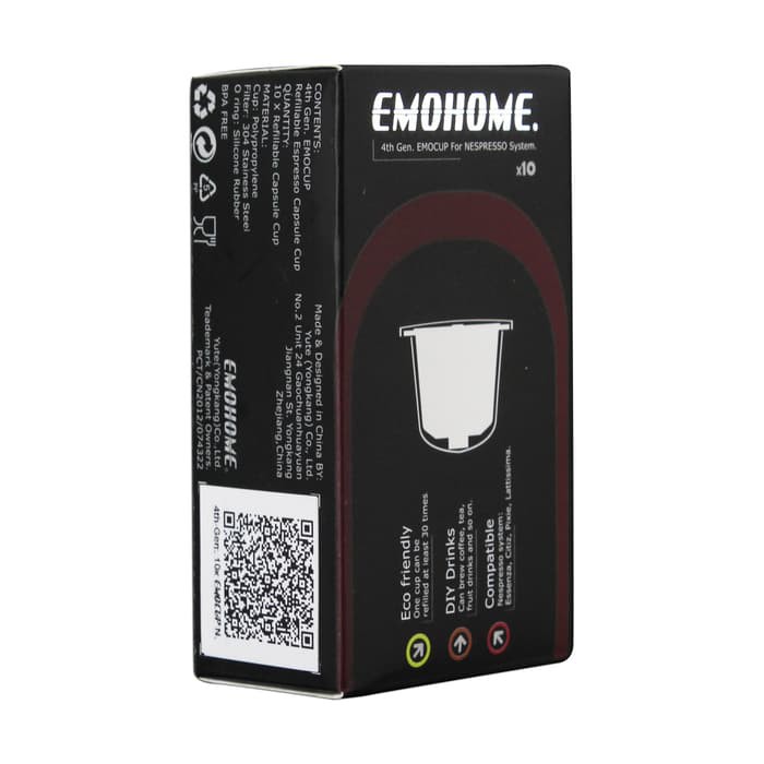 Emohome Nespresso Refillable Reusable Pod Capsule for Nespresso-isi 10