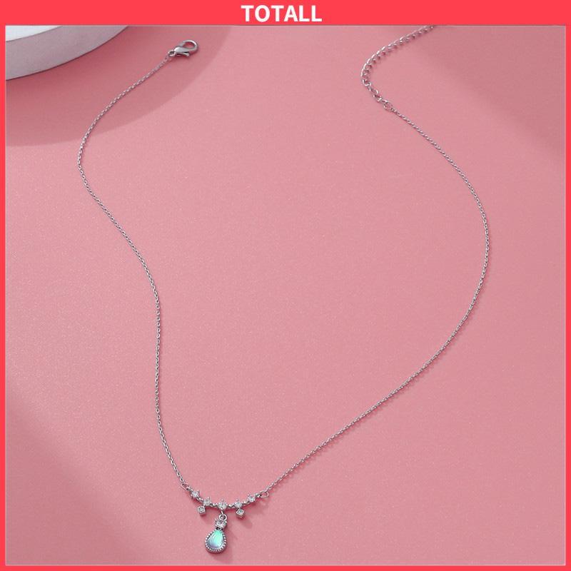 COD Kalung Fashion Wanita All-match Niche Design Light Luxury Moonstone Water Drop Necklace-Totall